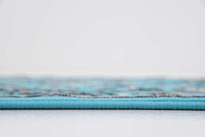 Unique Loom Sialk Hill Collection Area Rug - Washington (2' 11" x 16' 5" Runner Turquoise/Black)