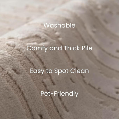 Revival Rugs Ebb 5'3"x8' Washable Area Rug for Living Room Bedroom - 100% Recycled Oeko-TEX Certified, Medium Pile, Taupe