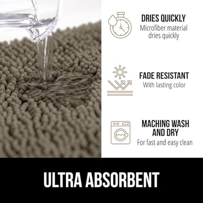GORILLA GRIP Bath Rug Mat 30x20, Thick Soft Absorbent Chenille, Quick Dry Microfiber Mats, Rubber Backing Washable Shower Floor Rugs, US Designed Bathroom Bathmat Home Decor Accessories, Latte
