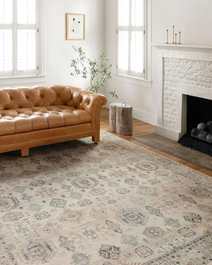 Loloi Hathaway Collection HTH-04 Beige/Multi 2'-0" x 5'-0", .25" Thick Accent Rug, Soft, Durable, Printed, Modern, Low Pile, Non-Shedding, Easy Clean, Living Room Rug