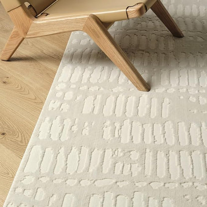 Revival Rugs Shell 3'11"x6'1" Machine Washable Area Rug for Kitchen Bedroom - 100% Recycled Oeko-TEX Certified, Medium Pile, Beige, Cream