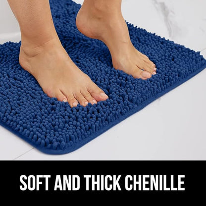 GORILLA GRIP Bath Rug Mat 44x26, Soft Absorbent Chenille, Quick Dry Microfiber Mats, Rubber Backing Washable Shower Floor Rugs, Bathmat Runner, US Designed Bathroom Home Decor Accessories Royal Blue
