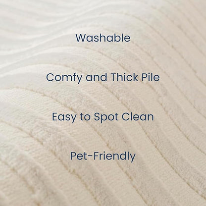 Revival Rugs Soloba 5'3"x7'10" Washable Area Rug for Living Room Bedroom - 100% Recycled Oeko-TEX Certified, Medium Pile, Beige, Cream