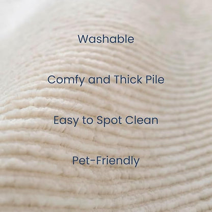 Revival Rugs Stripe 5'3"x8' Washable Area Rug for Living Room Bedroom - 100% Recycled Oeko-TEX Certified, Medium Pile, Beige, Cream