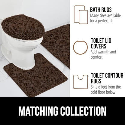 GORILLA GRIP Bath Rug Mat 60x24, Thick Soft Absorbent Chenille, Quick Dry Microfiber Mats, Rubber Backing Washable Shower Floor Rugs, Bathmat Runner, US Designed Bathroom Home Decor Accessories Brown