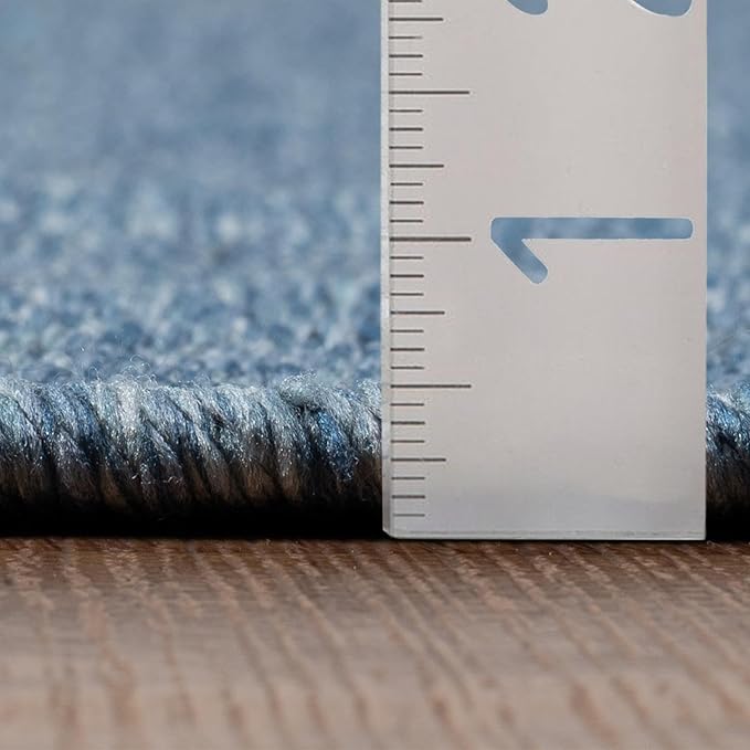 LUXE WEAVERS Modern Farmhouse Blue 9x12 Washable Area Rug, Anti-Slip Diamond Pattern Carpet