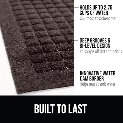 GORILLA GRIP Front Door Mat, 72x24, Indoor Outdoor Ultra Absorbent HydroAbsorb Doormat, Absorbs Up to 2.75 Cups of Water, Stain and Fade Resistant, Rubber Backing Doormats, Captures Dirt, Coffee