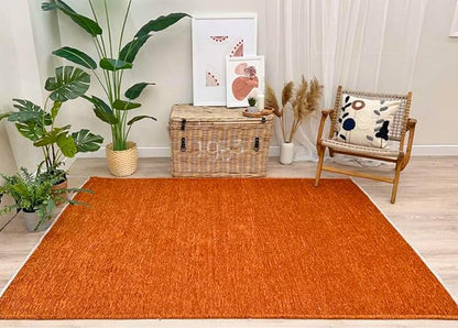 Alfa Rich 9x12 Orange Area Rugs for Living Room Bedroom Kitchen Decor Cotton Washable Pet Friendly