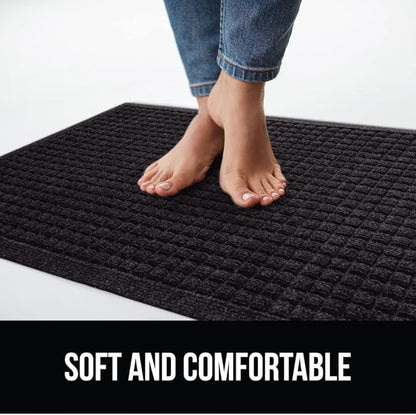 GORILLA GRIP Front Door Mat, Indoor Outdoor Ultra Absorbent HydroAbsorb Doormat, Absorbs Up to 1.7 Cups of Water, Stain and Fade Resistant, Rubber Backing Doormats, Captures Dirt, 29x17 Black