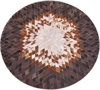 Round Area Rug – Soft and Durable Floor Mat for Living Room, Bedroom, or Entryway – Non-Slip Modern Carpet for Home Decor & Interior Styling(Tan&White 5X5)