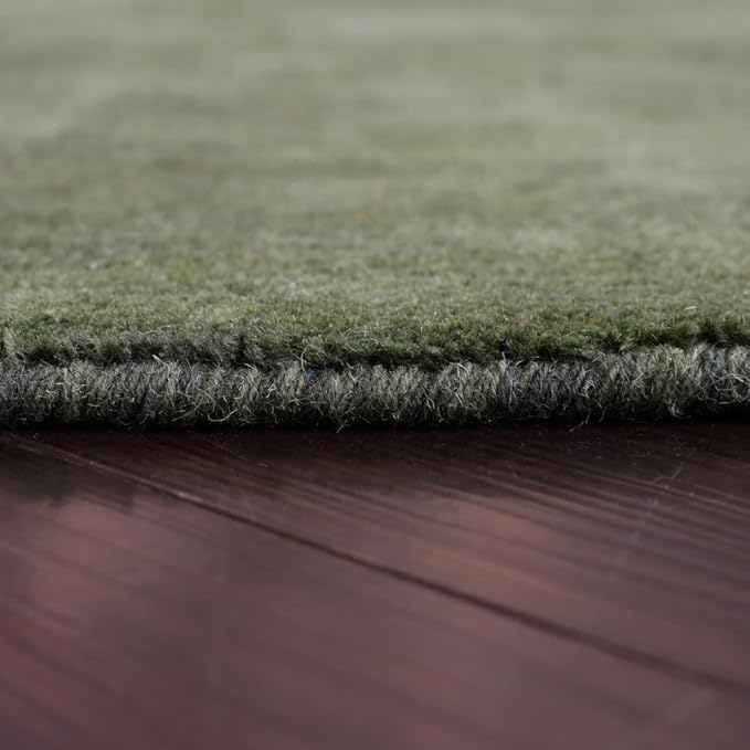 Hand Knotted Loom Wool ECO-Friendly Area Rugs - 10'x10', Octagon, Green Color, Solid Plain Design, High Pile Handmade Anti Skid Area Rugs for Living Room, Bed Room (L00111)