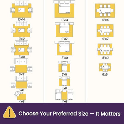 DEXI 9x12 Area Rug for Living Room, Washable Vintage Farmhouse Thin Rug Indoor Floor, Non Slip Stain Resistant Low Pile Carpet for Dining Room Bedroom Office, Brown
