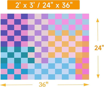 Multicolored Checkered Rug 2x3 Small Modern Aesthetics Washable Non-Slip Checkerboard Rug Indoor Entrance Carpet for Entrance Bedroom Kitchen Bathroom