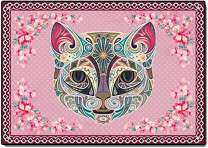 Cartoon Animal Pattern Area Rug Cute Cat Luxury Floral Decor for Carpet Farmhouse Bedroom Living Room Rugs Bathroom Kitchen Runner Mat Indoor Outdoor Non Slip Doormat 2' X 4'