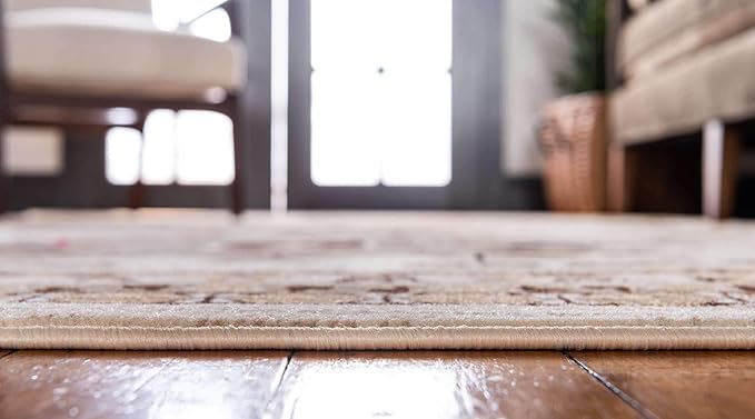 Unique Loom Taftan Collection Border Geometric Tribal Inspired Design Area Rug (6' 0 x 9' 0 Rectangular, Ivory/ Tan)