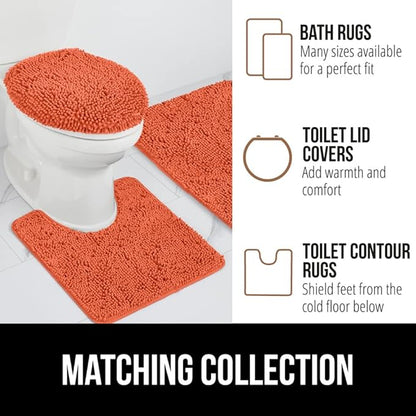 GORILLA GRIP Bath Rug Mat 36x24, Thick Soft Absorbent Chenille, Quick Dry Microfiber Mats, Rubber Backing Washable Shower Floor Rugs, Bathmat Runner, US Designed Bathroom Home Decor Accessories Coral