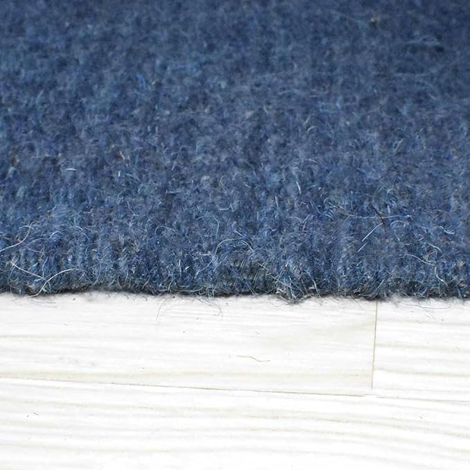 Rugsotic Carpets Hand Woven Flat Weave Kilim Wool 4'x6' Area Rug Solid Blue D00111