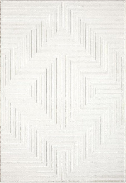 Abani Neutral Cream Area Rug 4' x 6' for Living Room, Bedroom - Tone-on-Tone Geometric Design - Durable & Easy to Clean