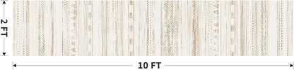 2x10 Runner Rug Machine Washable Non Slip Area Rug Distressed Neutral Moroccan Boho Rug Ultra Soft Floor Runners for Hallways for Entryway Laundry Room Kitchen, Brown