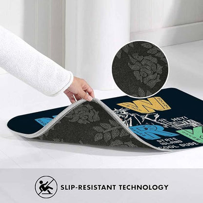 New York City Bath Rugs for Bathroom New York Theme on Black Background Durable Flannel Bath Rug Clearance Mats for Forlaundry Room and Kitchen Decor Carpt Washable 20 X 32 Inch Mat