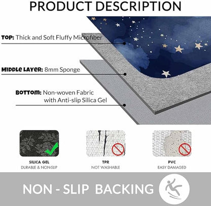 Stars and Clouds Bath Rugs for Bathroom Durable Flannel Bath Rug Clearance Mats for Forlaundry Room and Kitchen Decor Carpt Washable 20 X 32 Inch Mat