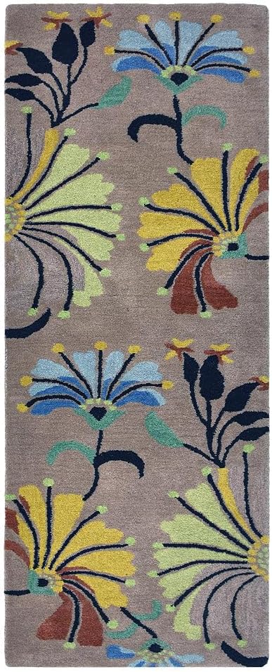 Rugsotic Carpets Hand Tufted Wool ECO-Friendly Area Rugs - 2'6''x6', Runner Shape, Camel, Floral Modern Design, High Pile Thick Handmade Anti Skid Area Rugs for Living Room, Bed Room (K00219)