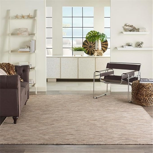Pemberly Row 6' x 9' Beige Fabric Modern Indoor/Outdoor Area Rug