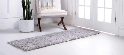 Unique Loom Davos Shag Collection Area Rug - Solid (2' 7" x 10' Runner, Sterling)