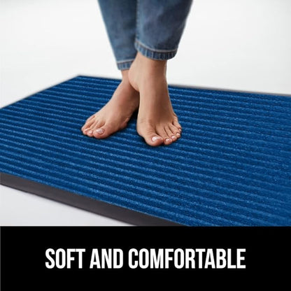 GORILLA GRIP Waterproof Traffic Guard Door Mat, 35x23, Heavy Duty Entryway Mats, Strong Rubber Back Commercial Utility Rugs for Office Hallway, Garage Floor and Home, Low Profile Carpet Runner, Blue