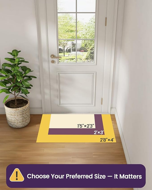 DEXI Ultra Thin Entryway Door Mat 24x36, Non Slip Rubber Backing Inside Entry Mat, Low Profile Easy Clean Dirt Trapper Doormat for Inside Entrance Patio, Black