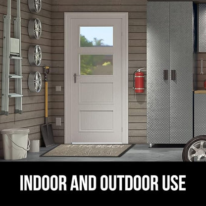 GORILLA GRIP 100% Waterproof All-Season WeatherMax Doormat 35x23, US Designed Natural Rubber, Stain and Fade Resistant, Low Profile Indoor Outdoor Door Mats, Easy Clean Patio Mat, Sand Beach