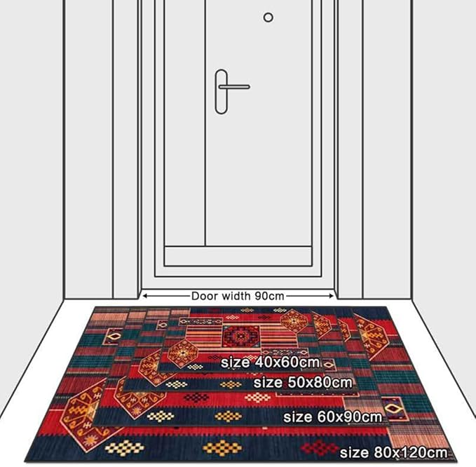 Vintage Boho Area Rugs Multicolor Ethnic Style Geometric Splicing Carpets Bedroom Living Room Kitchen Floor Mats Indoor Outdoor Non-Shedding Runner Rug Home Décor Carpet 2.6' X 4'