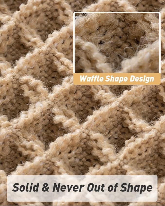 AMOAMI Upgraded Waffle Bath Mat, Super Absorbent Non Slip Bath Mats for Bathroom Floor, Machine Washable Bathroom Rugs with Tassels, Rubber Backed Bathroom Mats, Ultra Soft, 18" x 30", Brown