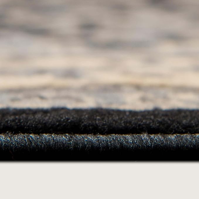 Unique Loom Sialk Hill Collection Area Rug - Washington (4' 1" Round Black/Gray)