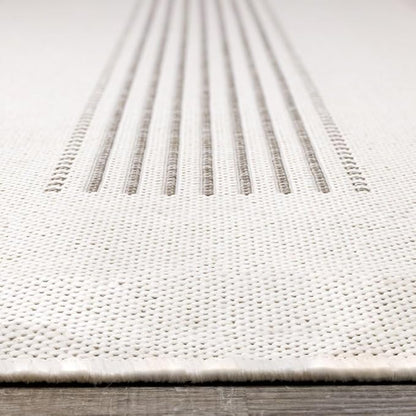 6x9 Rug with Modern Striped Pattern, Stylish Neutral Area Rug in Beige and Cream, Durable Low Pile Decorative Carpet for Living, Dining, or Bedroom