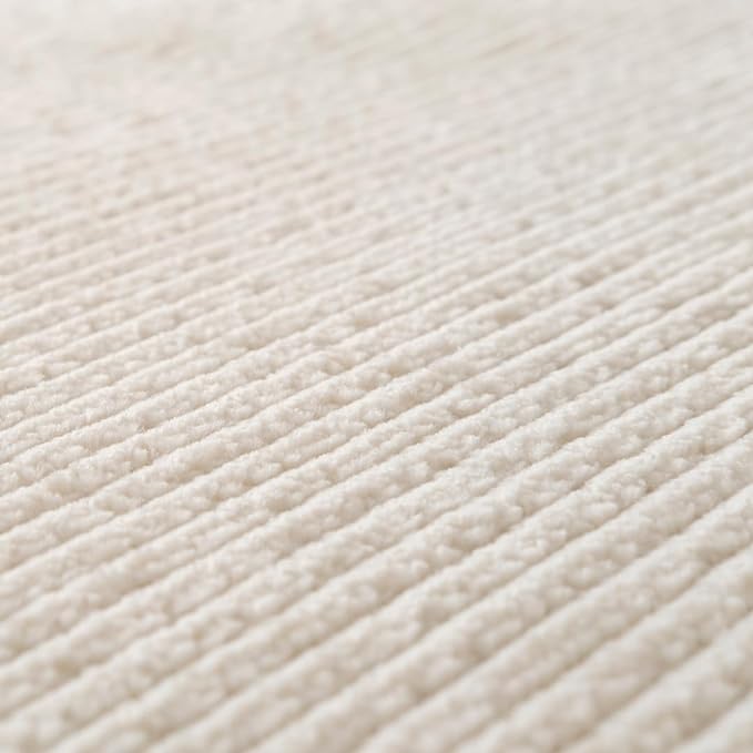 Revival Rugs Stripe 6'7"x9' Washable Area Rug for Living Room Bedroom - 100% Recycled Oeko-TEX Certified, Medium Pile, Beige, Cream
