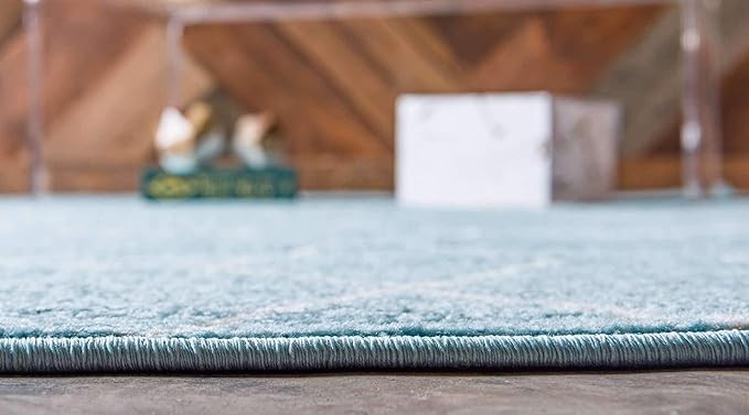 Unique Loom Trellis Frieze Collection Area Rug - Geometric (9' x 12' 2", Light Blue/ Ivory)