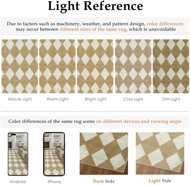 2x8 Runner Checkered Rug for Hallways Brown Washable Long Carpet Non-Slip Low Pile Boho Indoor Accent Throw Rug for Entrance Kitchen Bedroom Dining Laundry