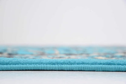 Unique Loom Sialk Hill Collection Area Rug - Washington (8' Round Turquoise/Black)