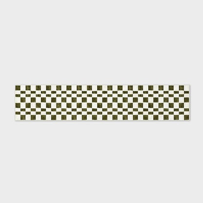 EVERGRACE Checkered Plaid Area Rug 2x10, Soft Fuzzy Faux Wool Rugs Washable Anti Slip Rugs Long Runner Carpet for Entryway Bedroom Living Room Hallway Kitchen Dining Room and Laundry, Olive Green