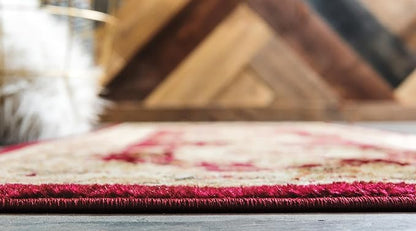 Rugs.com Chateau Collection Rug – 2' x 7' Runner Red Medium Rug Perfect for Hallways, Entryways