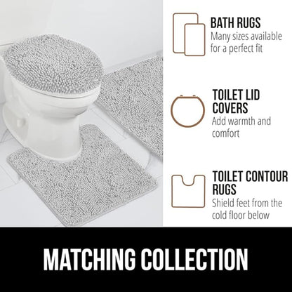 GORILLA GRIP Bath Rug Mat 70x24, Soft Absorbent Chenille, Quick Dry Microfiber Mats, Rubber Backing Washable Shower Floor Rugs, Bathmat Runner, US Designed Bathroom Home Decor Accessories Light Gray