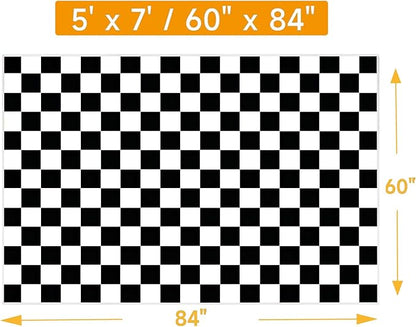 Checkered Rug 5x7 Large Washable Black and White Checkered Rug Modern Ultra Soft and Low-Pile Non-Slip Bedroom Carpet for Dining Room Living Room Home Decor (Black and White, 5x7ft)
