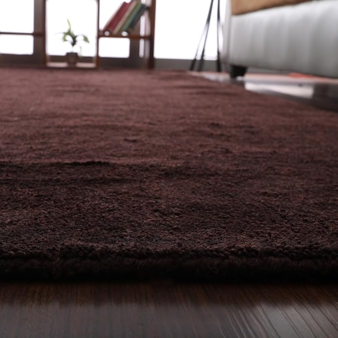 Rugsotic Carpets Hand Knotted Gabbeh Wool 8'x10' Area Rug Solid Brown L00111
