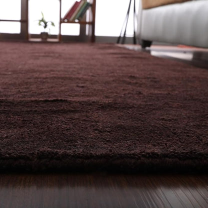 Rugsotic Carpets Hand Knotted Gabbeh Wool 8'x10' Area Rug Solid Brown L00111