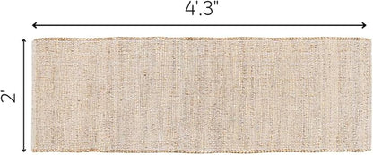 Savi Home Jute Cotton Hand Woven Area Runner Rug 2'x4.3', Natural Fibers, Rustic Farmhouse Style Rug, Vintage Bohemian Decor Rug for Bedroom, Dinning Room, Hallway, Office