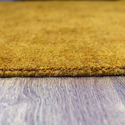 Hand Knotted Loom Wool ECO-Friendly Area Rugs - 2'6''x10', Runner, Gold Color, Solid Plain Design, High Pile Handmade Anti Skid Area Rugs for Living Room, Bed Room (L00111)