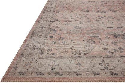 Loloi Hathaway Collection HTH-06 Blush/Multi 5'-0" x 7'-6", .25" Thick Area Rug, Soft, Durable, Printed, Modern, Low Pile, Non-Shedding, Easy Clean, Living Room Rug