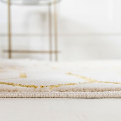Unique Loom Glam Collection Area Rug - Trellis (3' 3" Round, White Gold/ Gold)