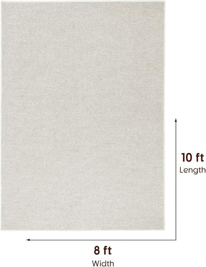 LBRO2M Easy Jute Solid Area Rug 8X10 Washable Rugs for Living Room Bedroom Natural Jute Indoor Outdoor Carpet Durable, Solid Non Shedding Eco Friendly (8X10 Light Ivory)